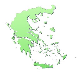 Greece map filled with light green gradient