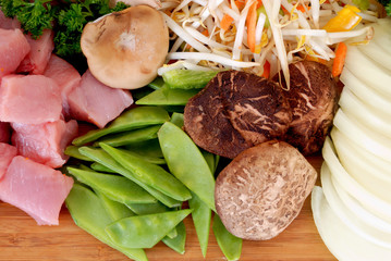 Wok meat and vegetables