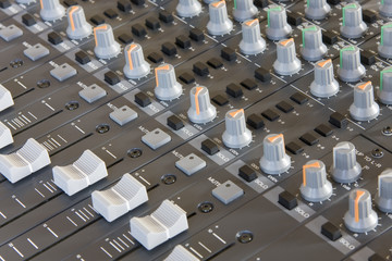 Close up of mixing console