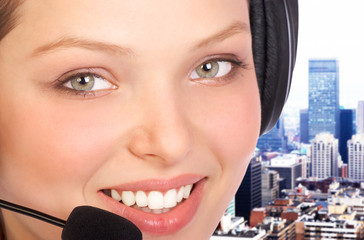 business woman with headset
