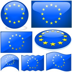 Europe Union Set - detailed illustrations with glass effect