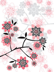 pink spring floral silhouettes