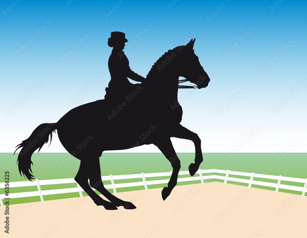 Poster vector silhouette - equestrian sport: dressage