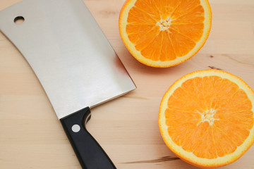 half orange and ax