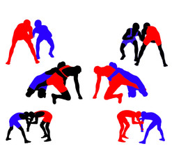Wrestling vector silhouettes 