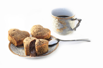 cake and coffe on white backgraund