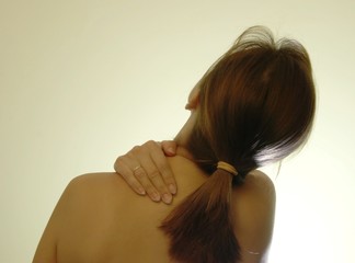 Woman with severe pain in neck....