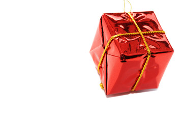 Red parcel shaped christmas tree decoration