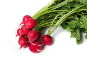 Radish on white background. Image series of fresh vegetables