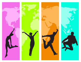 jumping happy people vector design