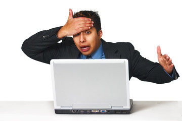 Surprised man taking a risk