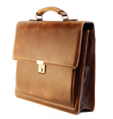 Brown elegant leather briefcase of a businessman