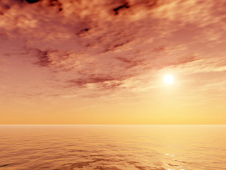 wonderful sunset over the sea