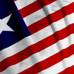 Closeup of the Liberian flag, square image