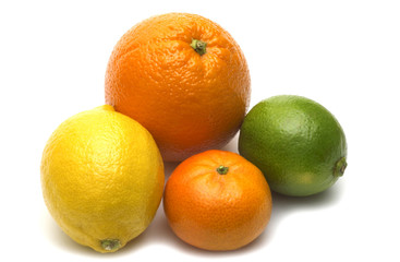 fresh citrus assortment on white background