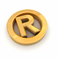 Registered Trademark Symbol in 3D Gold