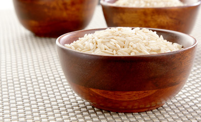 Two bowls of healthy organic basmati rice.