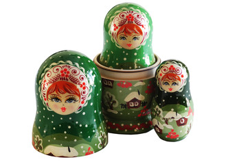 A russian Matrioshka doll isolated on white