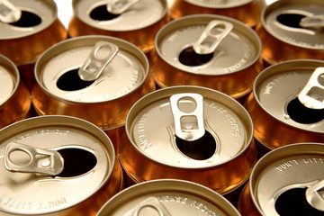 Open aluminum drink cans