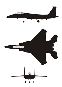 Silhouette of jet-fighter F-15 Eagle