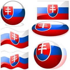 Slovakia Set - flags collection with glass effect