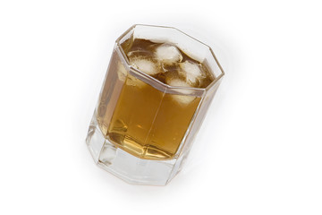 alcohol and ice in glass