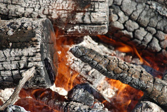 Hot Fire From Spring Cleanup Burning Pile