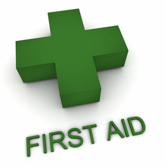 First Aid 3D sign in green and white