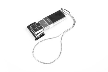 chrome jet flash device on white, metal