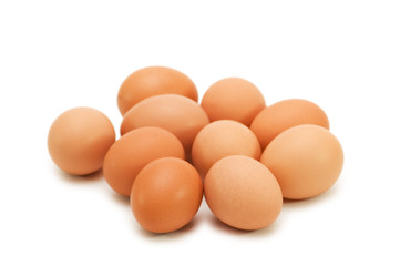 Group of eggs isolated on the white