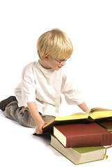 child is reading books