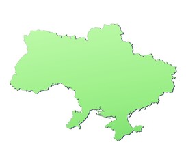 Obraz premium Ukraine map filled with light green gradient