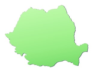 Romania map filled with light green gradient