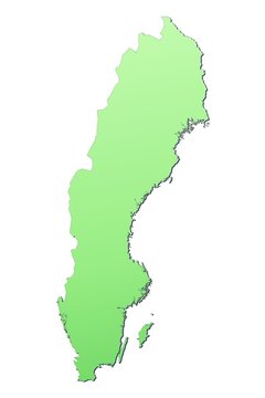 Sweden Map Filled With Light Green Gradient