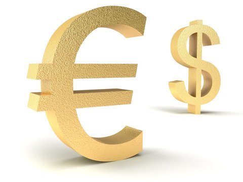 dollar vs euro on a white background