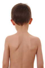 child's back isolated on white
