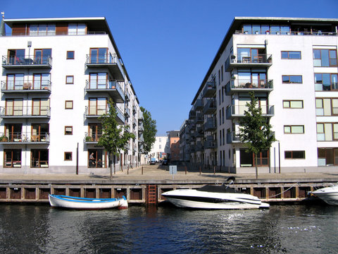Copenhagen residential houses in front of the canals