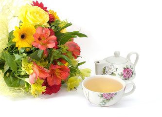 bouquet and tea 
