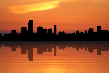 Fototapeta na wymiar Miami Skyline at sunset illustration
