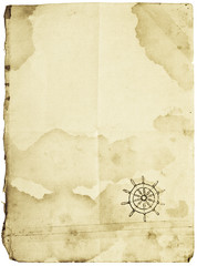 Folded stained  vintage paper, isolated with clipping paths