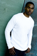 Attractive young African American male playing posing.
