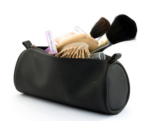 purse with makeup studio isolated
