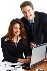 business people working with laptop. Over white background.