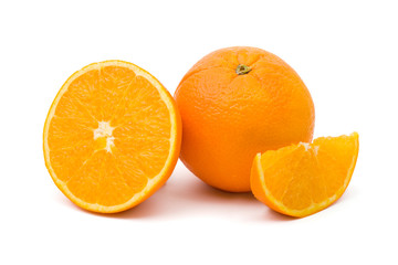 Ripe orange fruits, isolated on white background