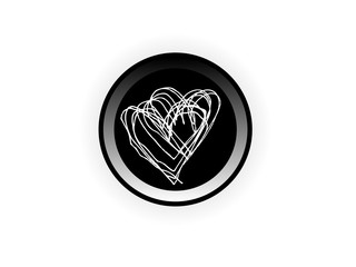 black button in heart shape