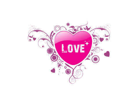 Valentines Day background with pink Hearts, floral