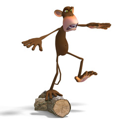 Render of a funny Toon Monkey with Clipping Path
