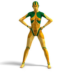 Sexy female android or robot.With Clipping Path