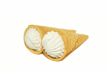 two sweet tubules within white souffle looks like icecream