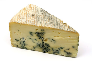 Slice of gorgonzola cheese